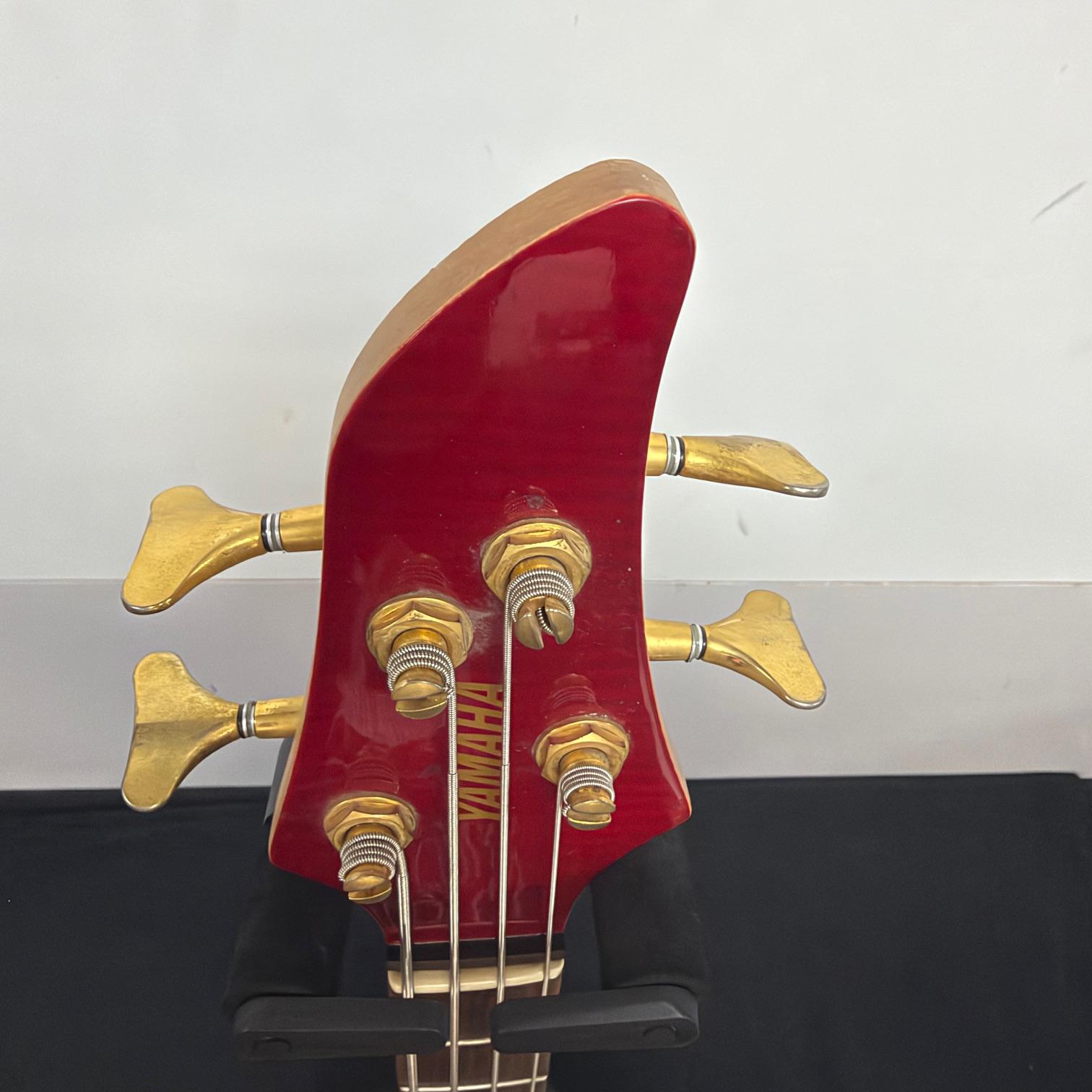 Used Yamaha RBX760A 4-String Active Electric Bass Guitar Transparent Red Gold Hardware - Image 2