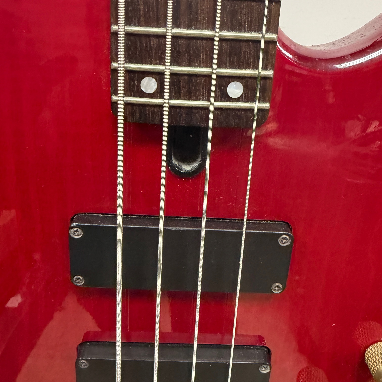 Used Yamaha RBX760A 4-String Active Electric Bass Guitar Transparent Red Gold Hardware - Image 7