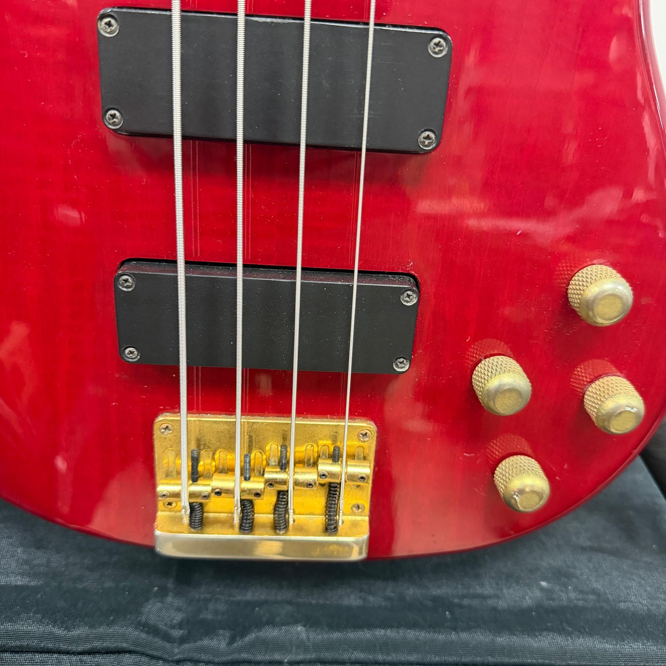 Used Yamaha RBX760A 4-String Active Electric Bass Guitar Transparent Red Gold Hardware - Image 8