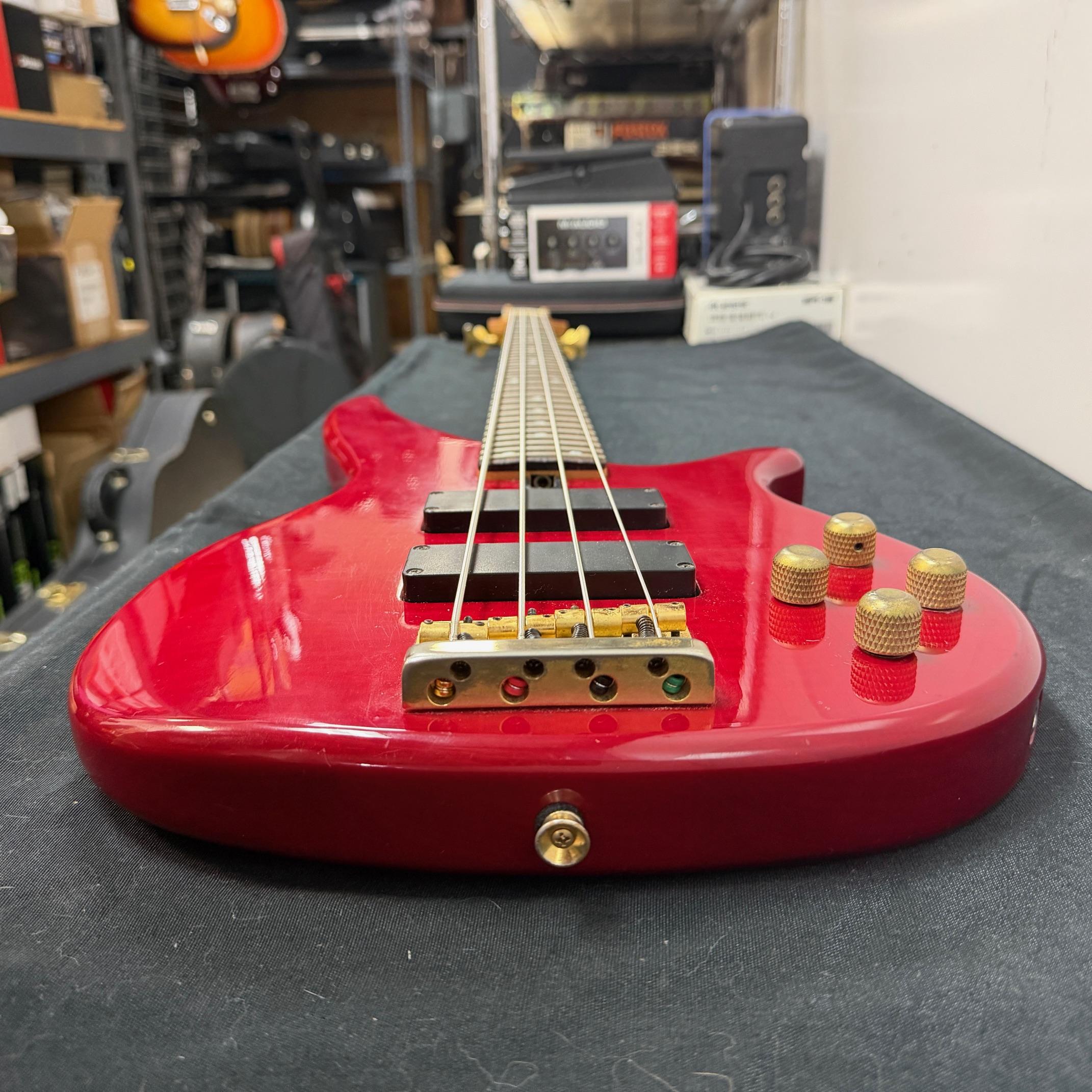 Used Yamaha RBX760A 4-String Active Electric Bass Guitar Transparent Red Gold Hardware - Image 24
