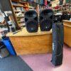 Used Pair GEM Sound PXB120USB 2-way professional powered speakers with Stands