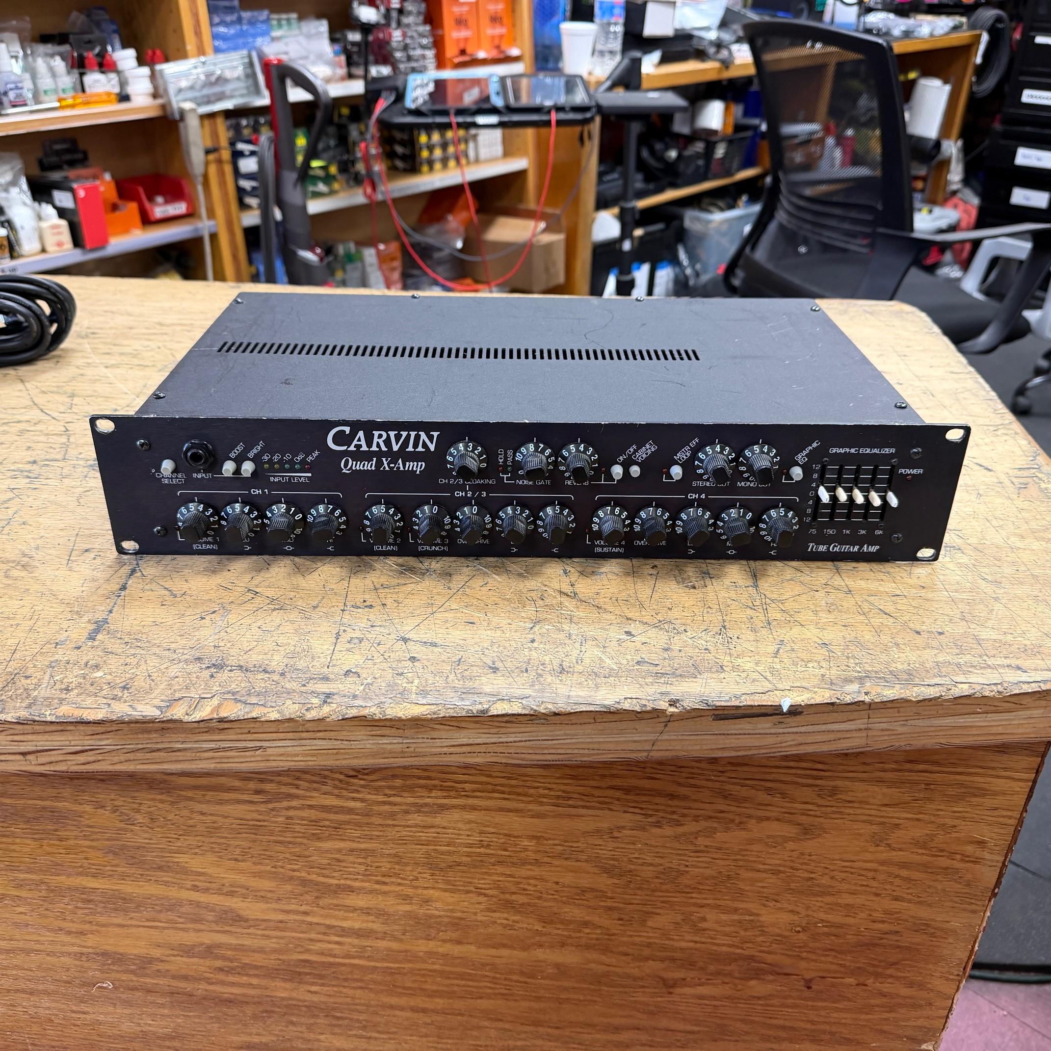 Used Carvin Quad-X Electric Guitar Tube Preamp Preamplifier with FS-77 Footswitch Tested and Serviced - Image 2