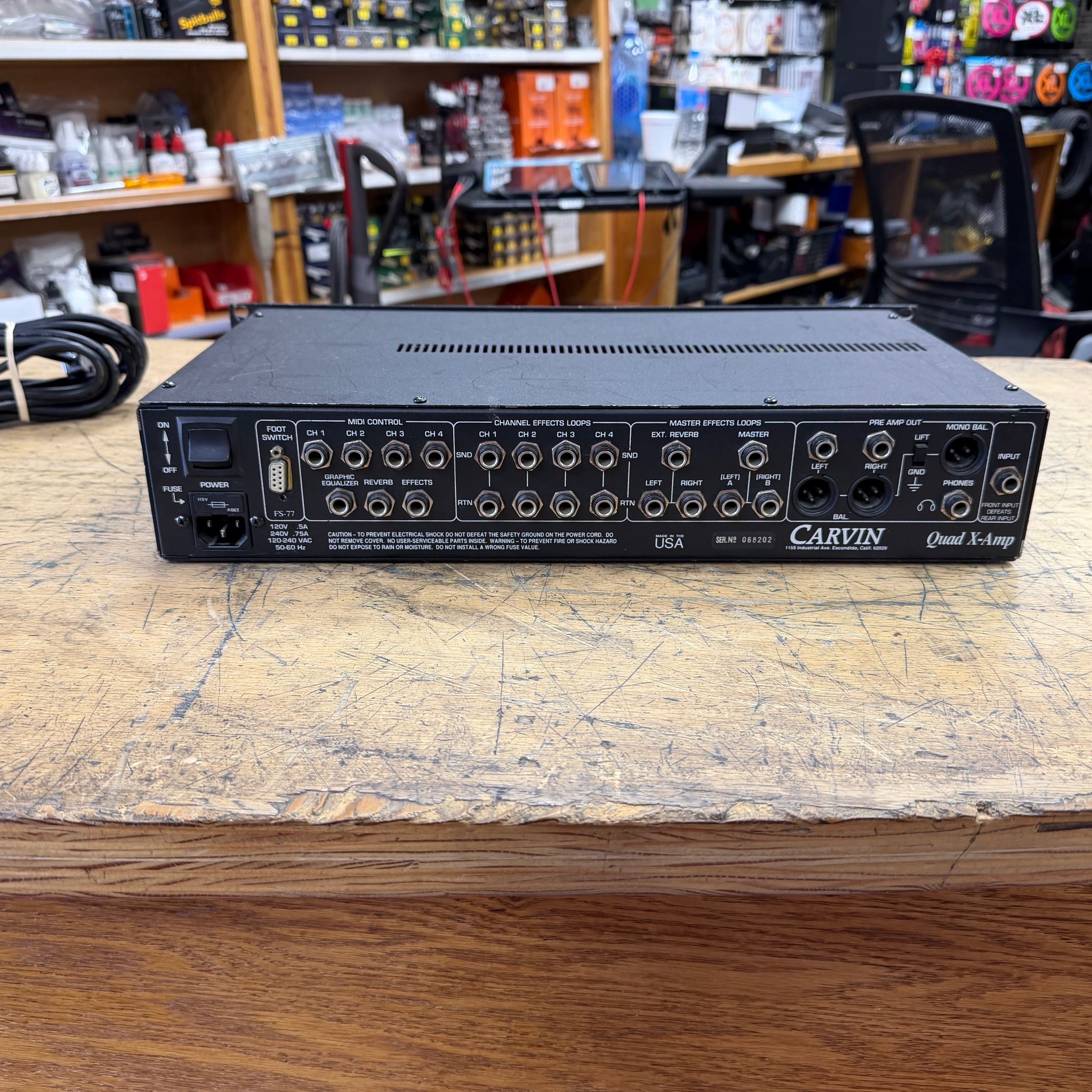 Used Carvin Quad-X Electric Guitar Tube Preamp Preamplifier with FS-77 Footswitch Tested and Serviced - Image 10