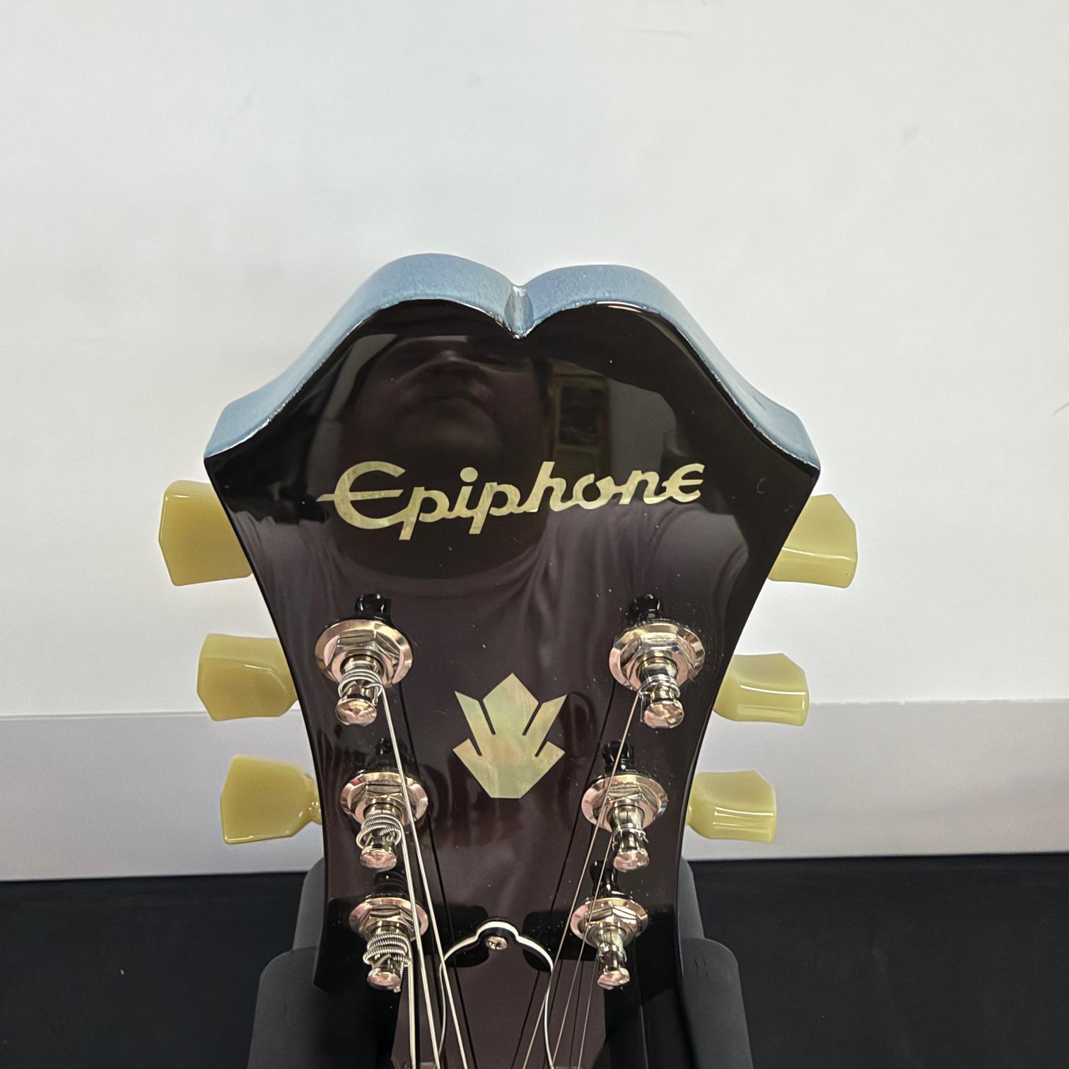 Used Epiphone Dot ES-339 Ultra PE Semi-Hollow Body Electric Guitar Pelham Blue Dual-Output Jack - Image 2