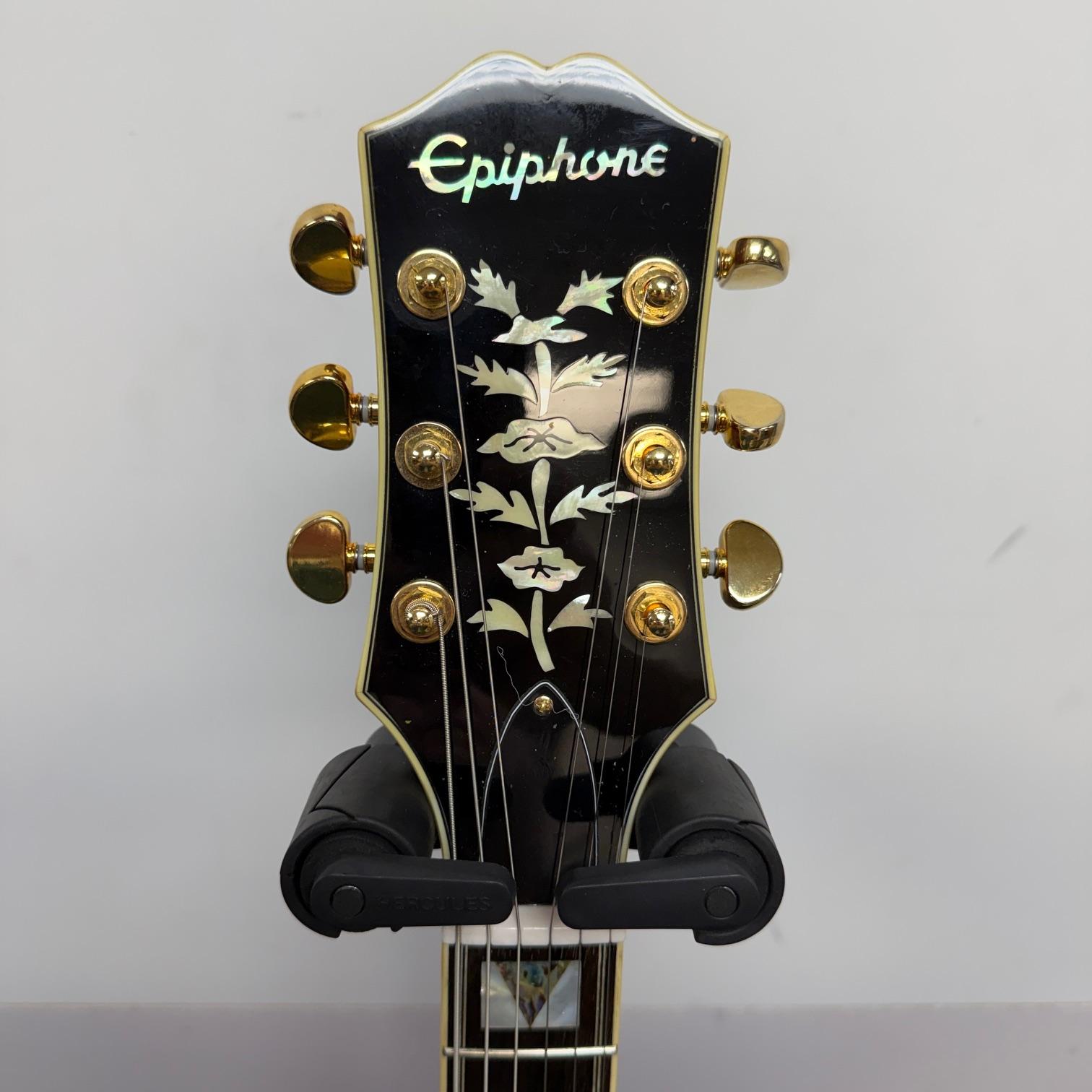 Used Epiphone E212TV Sheraton 50th Anniversary 1962 Reissue Cherry Semi-Hollow Body Electric Guitar with Tremolo Bridge & Case - Image 4