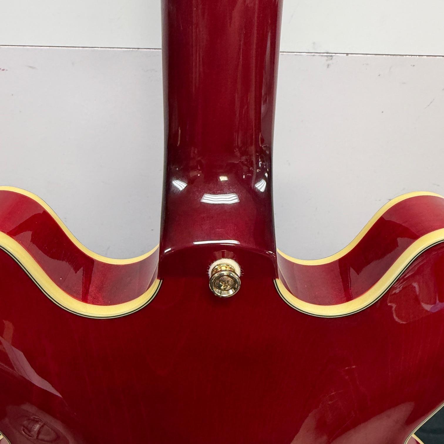 Used Epiphone E212TV Sheraton 50th Anniversary 1962 Reissue Cherry Semi-Hollow Body Electric Guitar with Tremolo Bridge & Case - Image 21