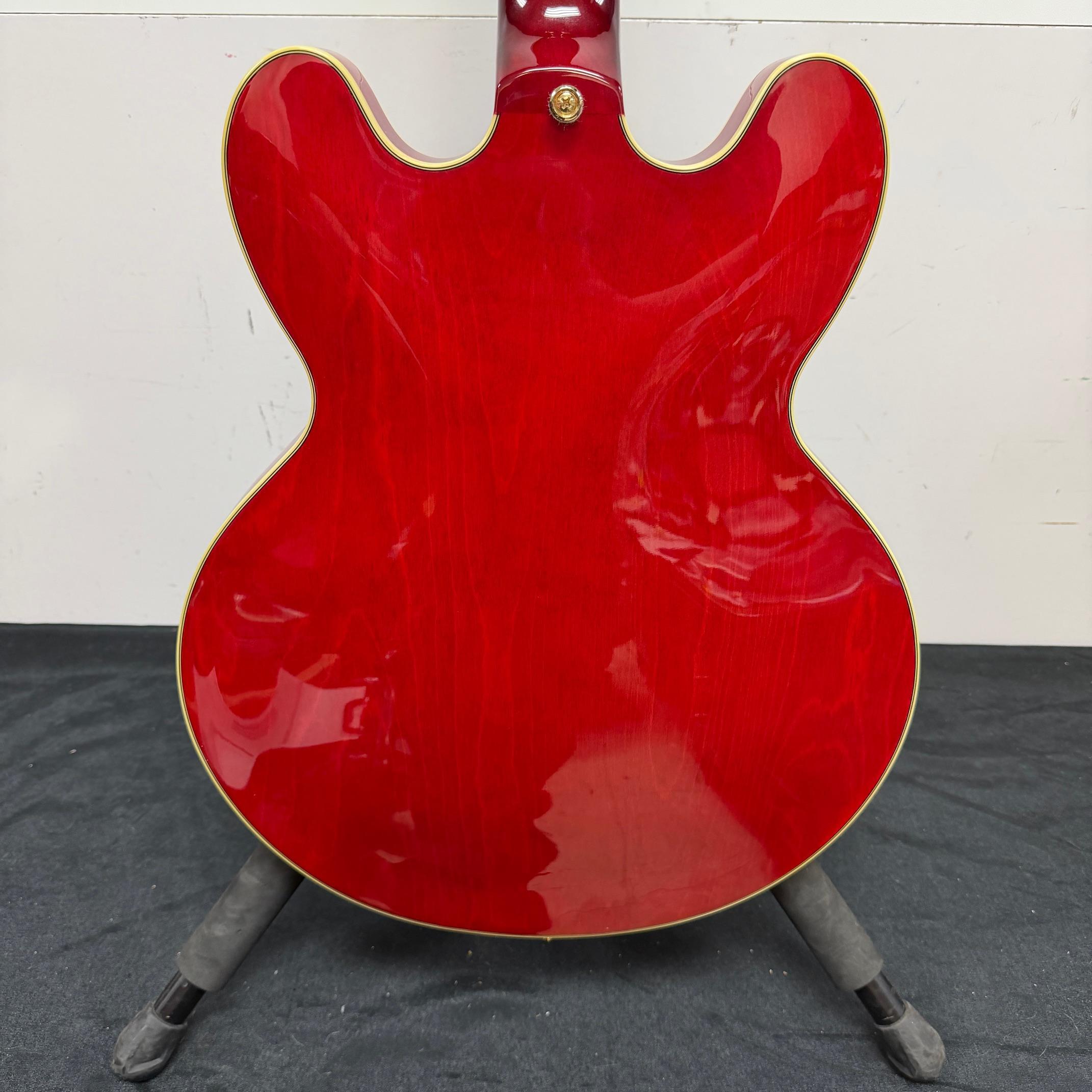 Used Epiphone E212TV Sheraton 50th Anniversary 1962 Reissue Cherry Semi-Hollow Body Electric Guitar with Tremolo Bridge & Case - Image 22