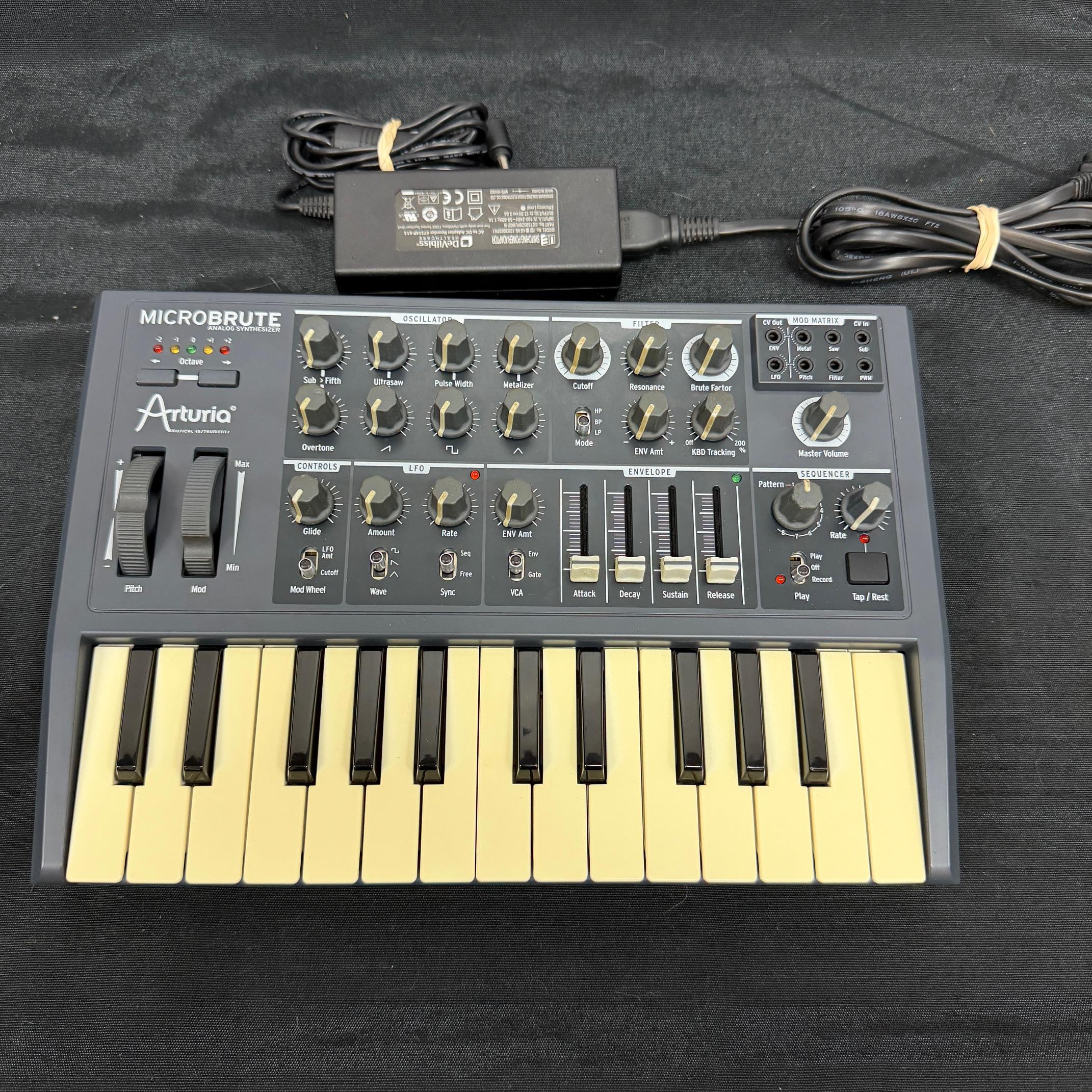 Used Arturia MicroBrute Analog Synth Synthesizer Keyboard with AC Adapter