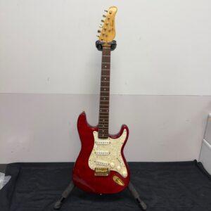 Used Jay Turser JT-300QMT 300 Series Strat-Style Electric Guitar Transparent Red